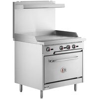 Cooking Performance Group S60-G36-N Natural Gas 4 Burner 60 Range with 36  Griddle and 2 Standard Ovens - 240,000 BTU