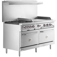 Cooking Performance Group S60-G36-P Liquid Propane 4 Burner 60" Range with 36" Griddle and 2 Standard Ovens - 240,000 BTU