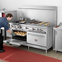 Cooking Performance Group S60-G36-N Natural Gas 4 Burner 60 inch Range with 36 inch Griddle and 2 Standard Ovens - 240,000 BTU