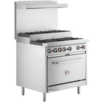Cooking Performance Group S36-SU-L Liquid Propane 6 Burner 36" Step-Up Range with 1 Standard Oven