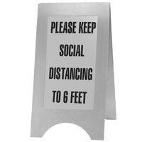 Cal-Mil 852-55SD 22 inch 2-Sided Stainless Steel SOCIAL DISTANCING Sign
