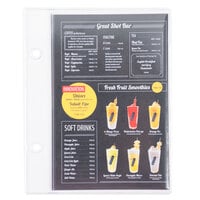 Menu Solutions MIDAPP Clear 2-Hole Page Protectors for Middle Ring Menu Tents - 25/Pack