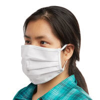 Mercer Culinary M69011WH Customizable White Reusable Non-Woven Polypropylene Pleated Protective Face Mask - 8 3/4" x 3 3/8"