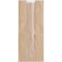 Durable Packaging BB6214N 14 inch x 6 inch x 3 1/4 inch Kraft Paper Windowed Bread Bag - 1000/Case