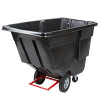 Rubbermaid 1 Cubic Yard Black Rotomolded Tilt Truck / Trash Cart with Hinged Dome Lid (850 lb.)