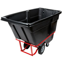 Rubbermaid 1 Cubic Yard Black Rotomolded Tilt Truck / Trash Cart with Hinged Dome Lid (1250 lb.)