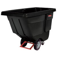 Rubbermaid 0.5 Cubic Yard Black Rotomolded Tilt Truck / Trash Cart with Hinged Dome Lid (450 lb.)