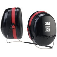 3M H10B PELTOR™ Optime™ 105 Black / Red Behind-the-Head Earmuffs