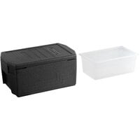 Cambro Cam GoBox® Full Size 8" Deep EPP Large Handle Top Loader Insulated Food Pan Carrier with Translucent Food Pan and Seal Cover