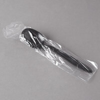 Visions Individually Wrapped Black Heavy Weight Plastic Soup Spoon - 1000/Case