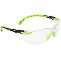 3M S1201SGAF Solus 1000 Series Scotchgard Scratch Resistant Anti-Fog Safety Glasses - Green / Black with Clear Lens