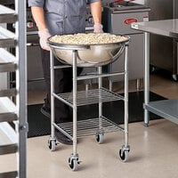 Choice 30 Qt. Standard Weight Stainless Steel Mixing Bowl and Stand with Locking Casters