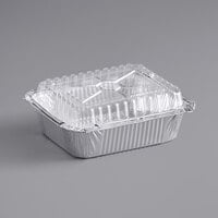 Choice 1 lb. Oblong Foil Take-Out Container with Dome Lid - 100/Pack