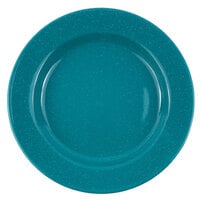 Crow Canyon Home K99TUR Stinson 8" Turquoise Speckle Wide Rim Enamelware Salad Plate