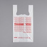 1/6 Size White Thank You Plastic T-Shirt Bag   - 1000/Case