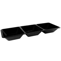 Fineline CC1663.BK Platter Pleasers 16 1/4 inch x 6 1/4 inch Black Polystyrene Rectangular 3 Compartment Tray - 25/Case