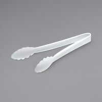 Fineline 3311-WH Platter Pleasers 9 1/4" White Heavy-Duty Disposable Plastic Scalloped Serving Tongs - 24/Case
