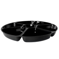 Fineline D16070.BK Platter Pleasers 16" Black Polystyrene Round 7 Compartment Tray - 12/Case