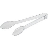 Fineline 3311-CL Platter Pleasers 9 1/4" Clear Heavy-Duty Disposable Plastic Scalloped Serving Tongs - 24/Case