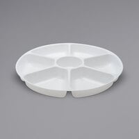 Fineline D16070.WH Platter Pleasers 16" White Polystyrene Round 7 Compartment Tray - 12/Case