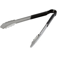 Carlisle 60756203 12 inch Stainless Steel Scalloped Tongs with Black Dura-Kool Handle