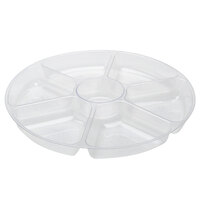 Fineline D16070.CL Platter Pleasers 16" Clear Polystyrene Round 7 Compartment Tray - 12/Case