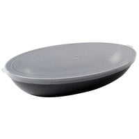 Fineline 452.L Platter Pleasers 10 1/2 inch x 6 3/5 inch Clear Polypropylene Flat Oval Bowl Lid   - 50/Case