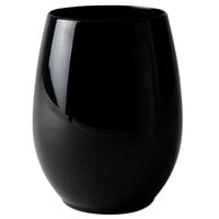 Fineline 2722-BK Renaissance 12 oz. Stemless Black Plastic Wine Glass - 48/Case