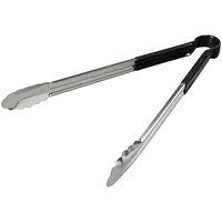 Carlisle 60756603 16 inch Stainless Steel Scalloped Tongs with Black Dura-Kool Handle