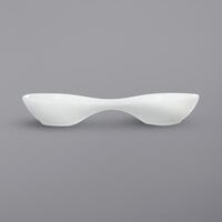 International Tableware BL-975 Bristol 2-Compartment Bright White Porcelain Bowl with 3 oz. Round Wells - 12/Case