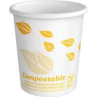 EcoChoice 4 oz. Leaf Print Compostable Paper Hot Cup - 1000/Case