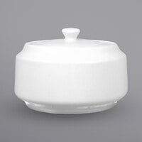International Tableware DO-61 Dover 13 oz. Round European White Porcelain Sugar Bowl with Lid - 12/Case