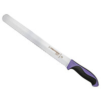 Dexter-Russell 36011P 360 Series 12 inch Scalloped Slicing / Bread Knife with Purple Handle