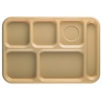 Cambro 10146CW133 Camwear 10 inch x 14 1/2 inch Beige 6 Compartment Serving Tray - 24/Case