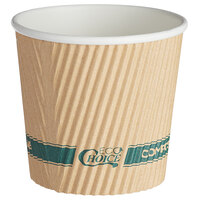 EcoChoice 4 oz. Double Wall Kraft Compostable Paper Hot Cup - 500/Case