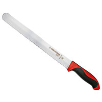 Dexter-Russell 36011R 360 Series 12 inch Scalloped Slicing / Bread Knife with Red Handle