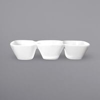 International Tableware BL-333 Bristol 3-Compartment Bright White Porcelain Bowl with 3.5 oz. Square Wells - 12/Case