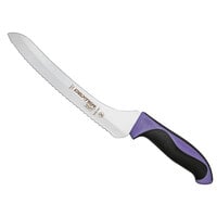 Dexter-Russell 36008P 360 Series 9" Scalloped Offset Bread Knife with Purple Allergen-Free Handle