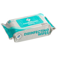 WipesPlus 80 Count Lemon Scent Alcohol Free Single Use Disinfecting Wipes - 12/Case