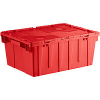 Orbis FP143 21" x 15" x 9" Stack-N-Nest Flipak Red Tote Box with Hinged Lockable Lid and Pin