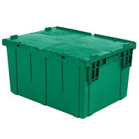 Orbis FP03 12" x 10" x 7" Stack-N-Nest Flipak Green Tote Box with Hinged Lockable Lid