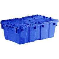 Orbis FP075 20" x 12" x 8" Stack-N-Nest Flipak Dark Blue Tote Box with Hinged Lockable Lid