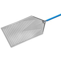 GI Metal Azzurra16 inch x 31 1/2 inch Anodized Aluminum Rectangular Perforated Pizza Peel with 47 inch Handle AMP-4080F