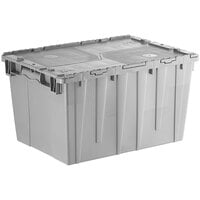 Orbis FP171 22" x 15" x 12" Stack-N-Nest Flipak Gray Tote Box with Hinged Lockable Lid and Pin