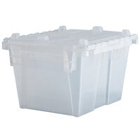 Orbis FP03 12" x 10" x 7" Stack-N-Nest Flipak Clear Tote Box with Hinged Lockable Lid