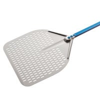 GI Metal Azzurra 12" Anodized Aluminum Square Perforated Pizza Peel with 23 1/2" Handle A-30RF/60