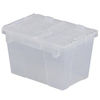 Orbis FP06 15" x 11" x 9" Stack-N-Nest Flipak Clear Tote Box with Hinged Lockable Lid