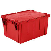 Orbis FP403 28" x 20" x 15" Stack-N-Nest Flipak Red Tote Box with Hinged Lockable Lid