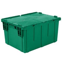Orbis FP403 28" x 20" x 15" Stack-N-Nest Flipak Green Tote Box with Hinged Lockable Lid