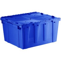 Orbis FP261 24" x 20" x 13" Stack-N-Nest Flipak Blue Tote Box with Hinged Lockable Lid